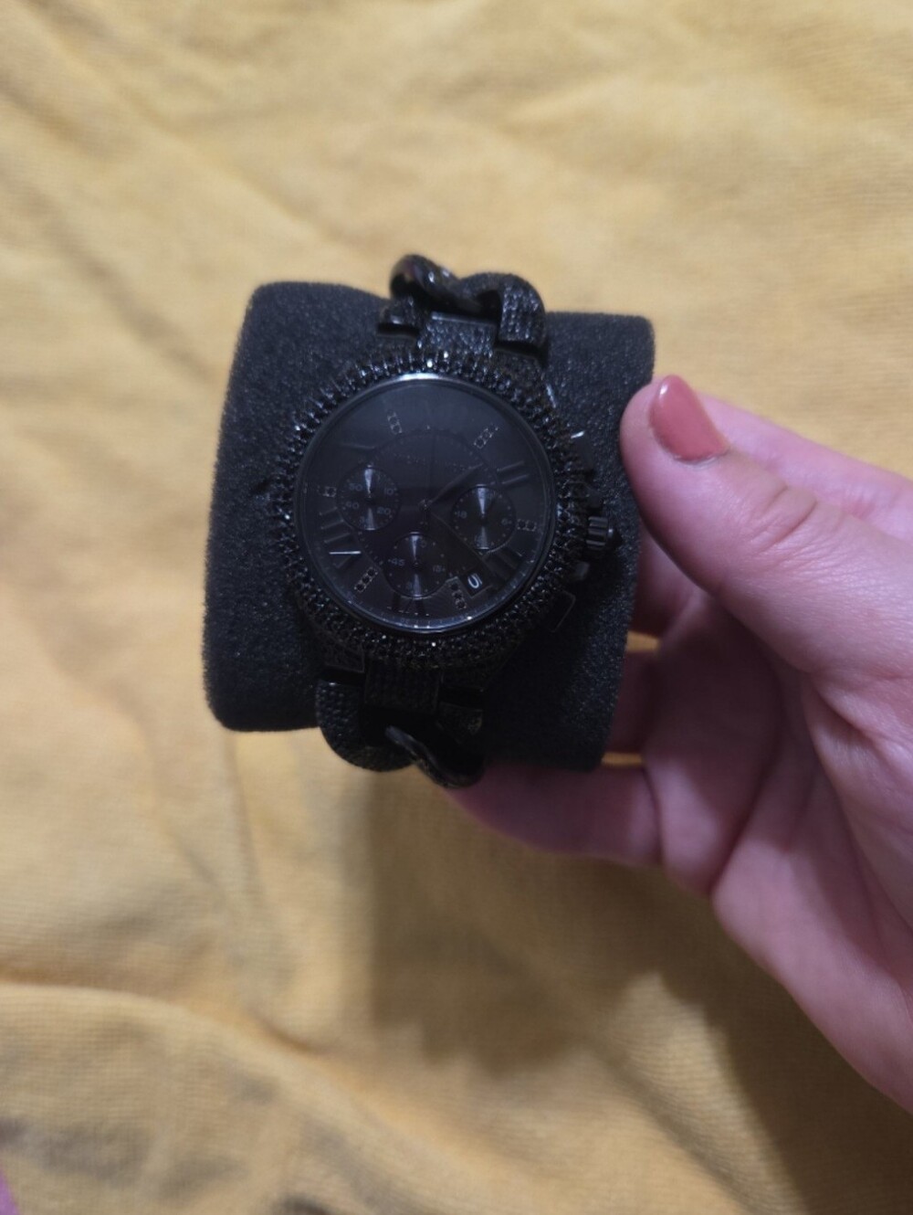 Michael Kors MK 3249 black iced out chain link watch